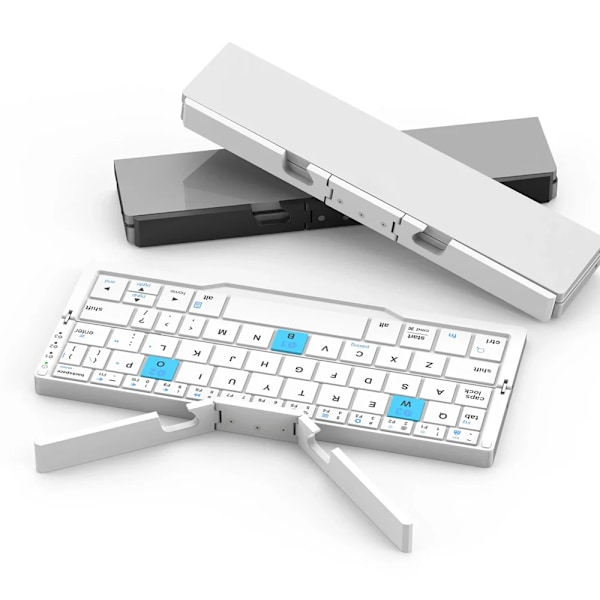 Vik Mini Trådløst Tastatur Med Tre Bluetooth Og Stativ Til Tablet Telefon Laptop Bluetooth Tastatur Til Android Ios Windows-Vinde white hebrew