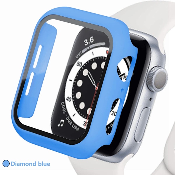 Karkaistu lasikotelo Apple Watch -lisävarusteille 44 mm 45 mm 41 mm 40 mm Näytönsuoja Apple Watch Series 9 8 7 6 5 4 Se 3 Diamond blue 42MM