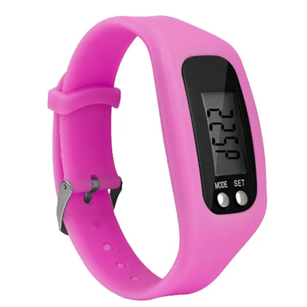 Sport Løbesilikon Trinteller Kalorie-Step Counter Digital Ur Armbånd Pink