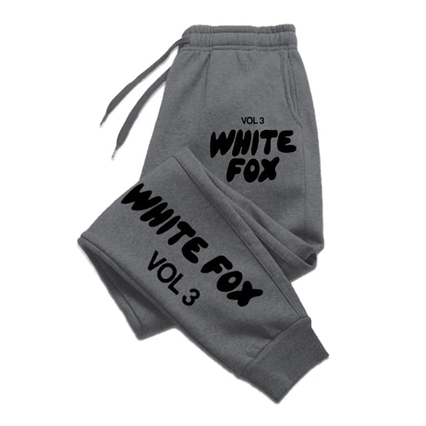 White Fox Joggers Mode Baggy Bukser Mænd Kvinder Casual Sweatpants Bekvemme Fitness Bukser Kvinder Blød 2024Ny Multifunktionel Dark grey black XXL