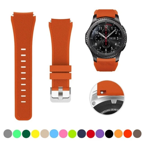 22 mm silikonband för Samsung Galaxy Watch 3 45 mm/Gear S3 Classic/Frontier/Huawei Watch GT 2 3 Pro 46 mm Amazfit GTR/Pace-rem Official orange for Gear S3