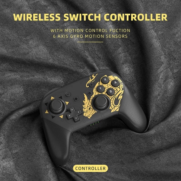 Trådlös handkontroll Monster Hunter Rise Sunbreak kompatibel med Switch/Switch Lite/Switch OLED, fjärrstyrd joystick Gamepad Support Turbo Blue