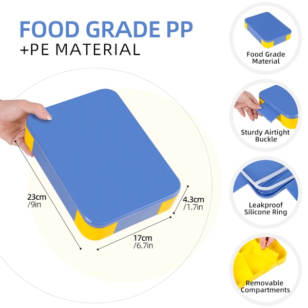 1330ML Frokostboks Voksen Bento Bokse Madbeholdere med 6 Rum og Bestik Til Snack Arbejde Skole Mikroovn Opvarmning Rose Red 5