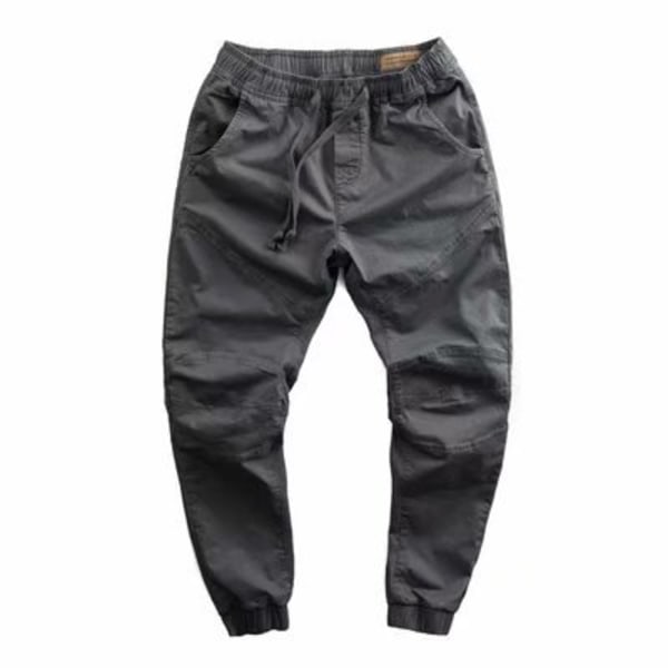 Japanska-Stil Retro Casual Working Byxor Mäns Plus Storlek Lös Straight Sport Beskärda Dragsnöre Jogger Byxor Män ' Sommaren Khaki XL