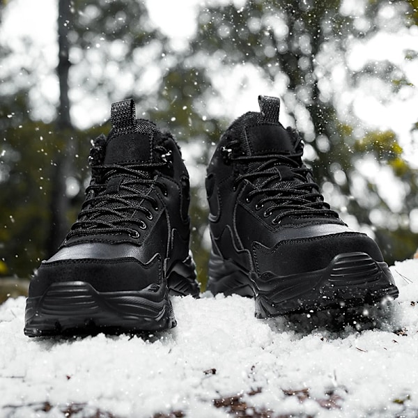 Nya Varma Män Vinterstövlar Med Päls Utomhus Stövövövlar Snö Sneakers Bärbara Anti-Slip Vinter Mäns Höga Topp Stövlar Vattentät black 42