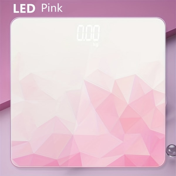 1 st LED-ljus diamantkornsvåg, intelligent kroppshälsovåg, LCD-skärm elektronisk digital viktvåg, badrumstillbehör pink