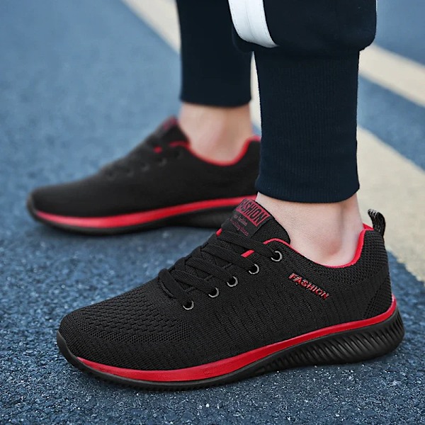 Sportsko Til Mænd Sko Sneakers Sneakers Black Casual Stick Sneakers Åndbare Attløbskørsel Gå Gang Gym Sko Mænd Black red 43