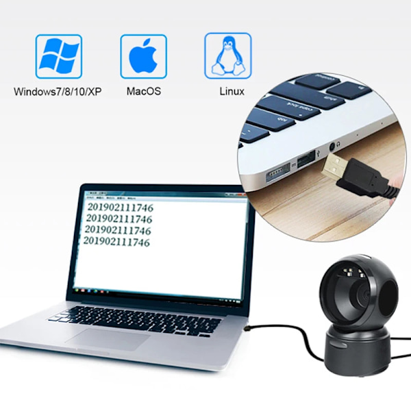 2D stregkodescanner billedplatform desktop scanner 1D 2D QR-kode læser USB Omnidirectional højhastighedspræcision holdbar scanner HBA-4030