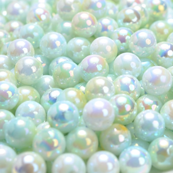 8/10 mm sjöjungfrufärg glänsande akryl spacer lösa pärlor imitation pärla runda pärlor för smycken gör halsband armband random mix
