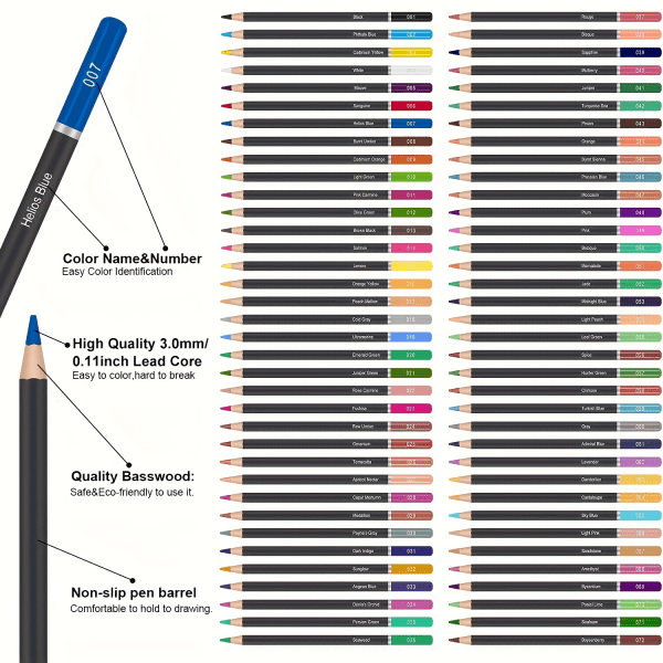 72PCS ritsats, konsttillbehör inkluderar grafitskisspennor, färgpennor, med suddgummi, med skissbok, träkolspennor set och bärbart case