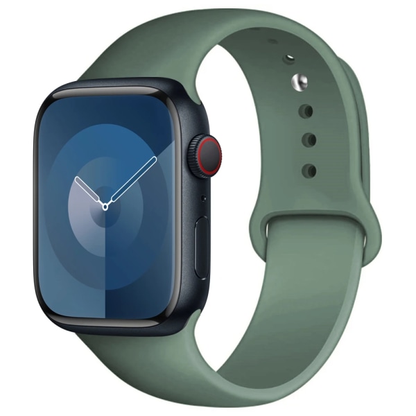 Silikonrem för Apple Watch -band 44 mm 40 mm 45 mm 41 mm 49 mm 42 mm 38 mm 44 mm Sportarmband iWatch Series 9 8 7 SE 6 5 4 Ultra 2 Pine Green 42 44 45 49 mm M-L