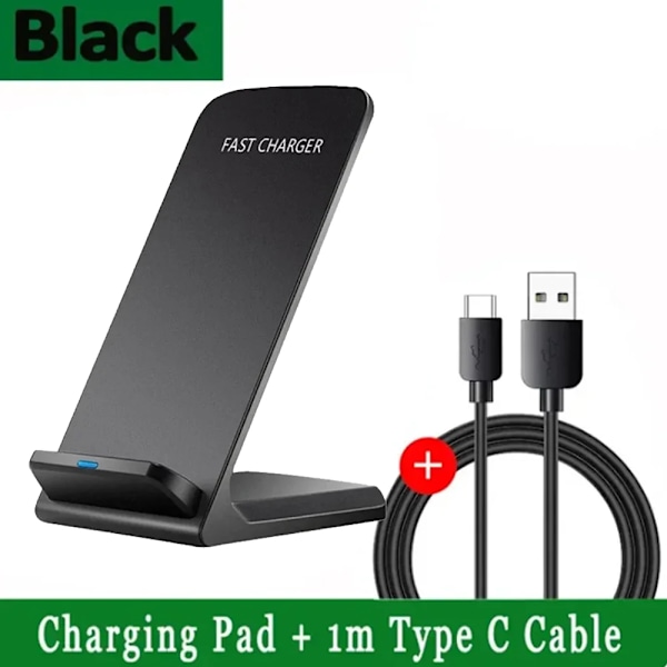 100W Ny Snabb Trådlös Laddare Stand Pad Snabb Laddning För Iphone 15 14 13 12 11 Xs Xr Samsung S21 S20 S24 Hu Awei Qucik Laddare Black with Cable