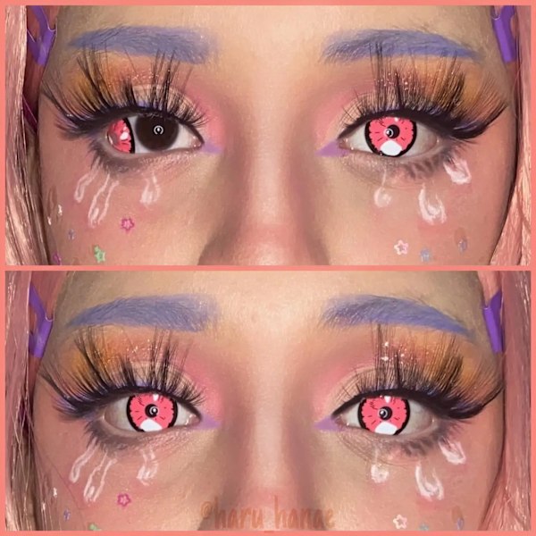 Bio-Essens 2St Halloween Cosplay Kontaktlinser Rosa Röda Linser Multi-Färgade Lense Anime Cosplay Lenses Mode Lins Nebulos Pink 0