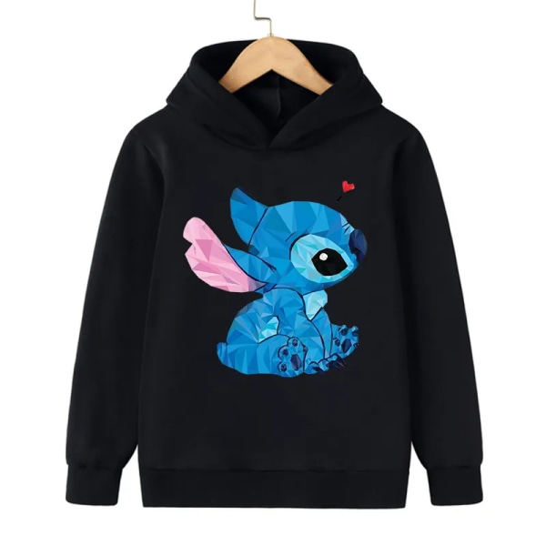 Y2k Anime Stitch Hoodie Barn Tecknade Kläder Barn Flicka Pojke Lilo and Stitch Sweatshirt Manga Hoody Baby Casual Topp black59000 120CM