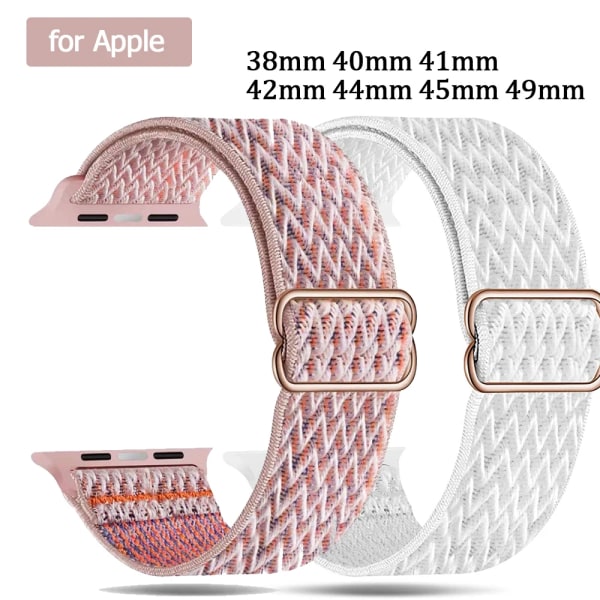 Nylon för Apple Watch Band 44 mm 40 mm 41 mm 45 mm Andas Elastiskt Solo Loop Armband För Iwatch Series 7 6 Se 5 4 3 38 mm 38mm 40mm 41mm