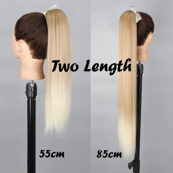 Merisihair Syntetiska Lång Rakt Wrap Runt Clip I Ponytail Hår Förlängning Värme Reistan Pony Svans Falska Hår D13-10-86 22inch 55cm