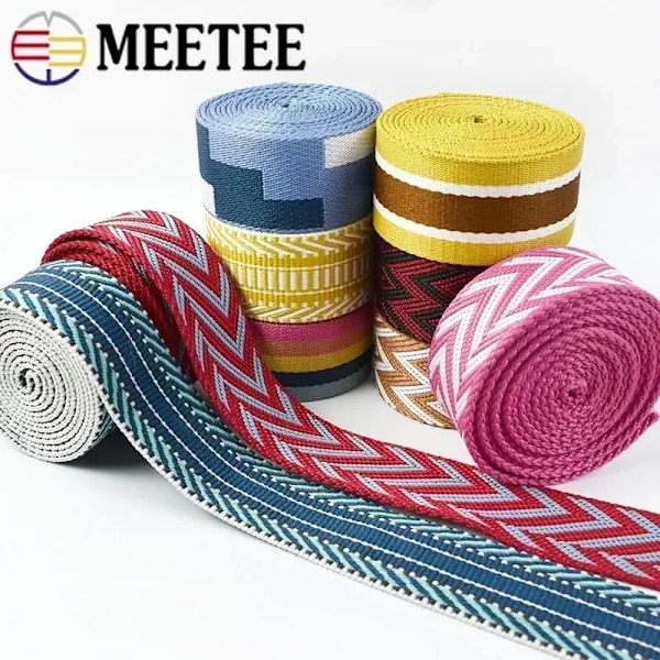 2 meter 38 mm Jacquard-vævet bånd til taskerem, etnisk bånd, bagagedekoration, syning, skråbånd, gør-det-selv-bælte, skotilbehør RD050-06 38mm-2Meters