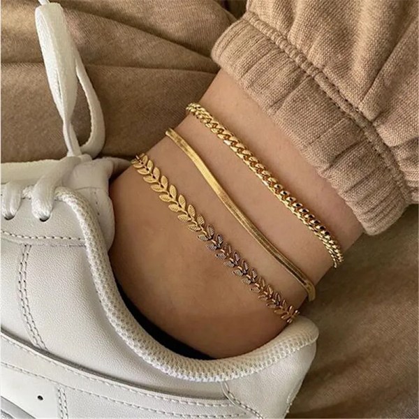 Yobest Guldfärg Kedja Anklet För Kvinnor Sommarstrand Foot Smycken På Benet Minimalistiska Anklet Kvinna 50181