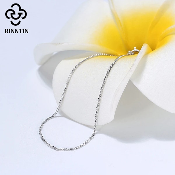 Rinntin Solid 925 Sterling Silver 1.0mm Sidokedja Halsband för Kvinnor Flickor Elegant Halsband Fint Smycke 40/45/50/55/60cm SC18 Gold-22inch(55cm)