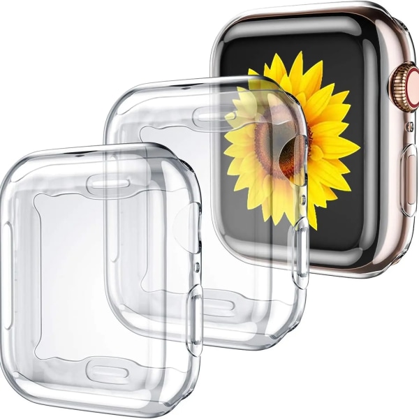 Genomskinligt case för Apple Watch 45 mm 41 mm 44 mm 40 mm skärmskydd cover TPU Bumper iWatch Series 8 7 SE 6 5 4 Tillbehör 2pcs 44mm