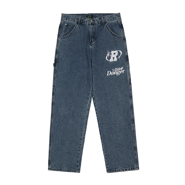 Hösten New Streetwear Män Baggy Bredben Jeans Retro Harajuku Hip-Hop Letter Thermoprint Överdimensionerad Raktbyxor S Y2k Jeans Blue Asia XXL (72.5-80kg)