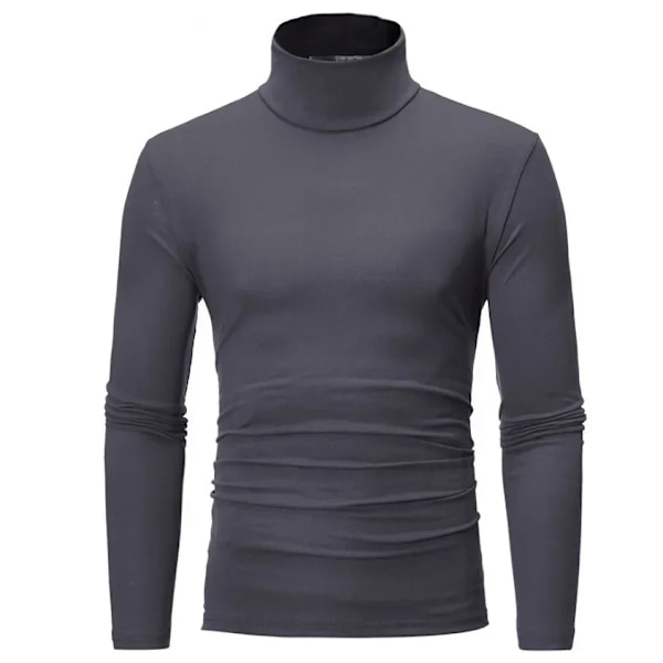 Langærmet T-shirt Termisk Underundertøj Topper Mænd Vintertøj Termisk Skjorte Efterår Mænds Vinterstrømper Høj Hals Tynd Slim Fit Style3 Dark Grey 4XL