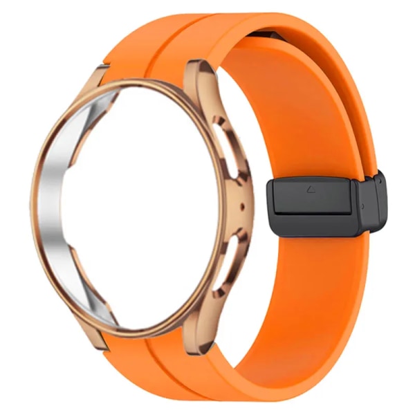 Original Silikonrem+ Case För Samsung Watch 4/5 40 44mm Watch 5 Pro 45mm Magnetiskt spänne Band Galaxy Watch 4 Classic 42 46mm orange Galaxy watch 4 40mm