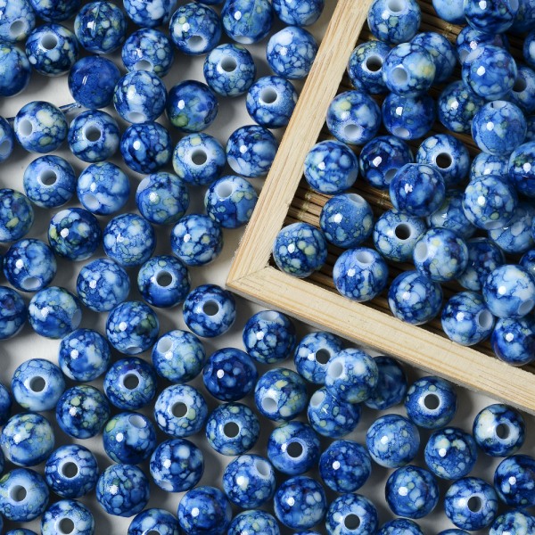 50 st/påse 8 mm spruckna pärlor Akryl Lösa distanspärlor för smyckestillverkning Handgjorda DIY pärlarmband Örhänge Halsband Nyckelring Deep Sky Blue