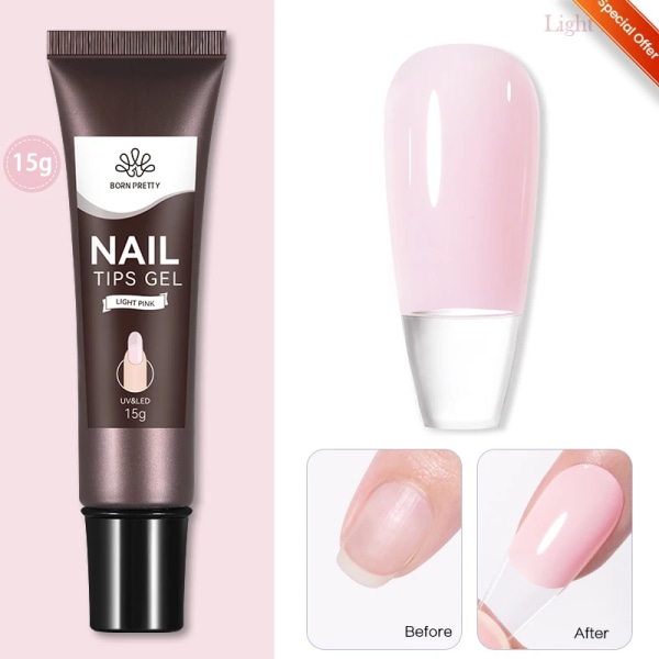 Gel För Nail Extension Clear Glitter Extension Soak Off UV Gel Polish Nail Art Akryl UV Gel Polish Manikyr Tips Gel Light Pink