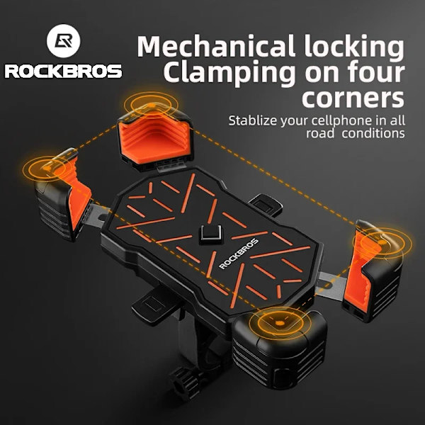 Rockbros Pyöränpuhelimenpidike 360° Näytä Universaali Pyöränpuhelimenpidike 4.5-7.2 Tuuman Matkapuhelin Iskunvaimennus Rearview mirror 01