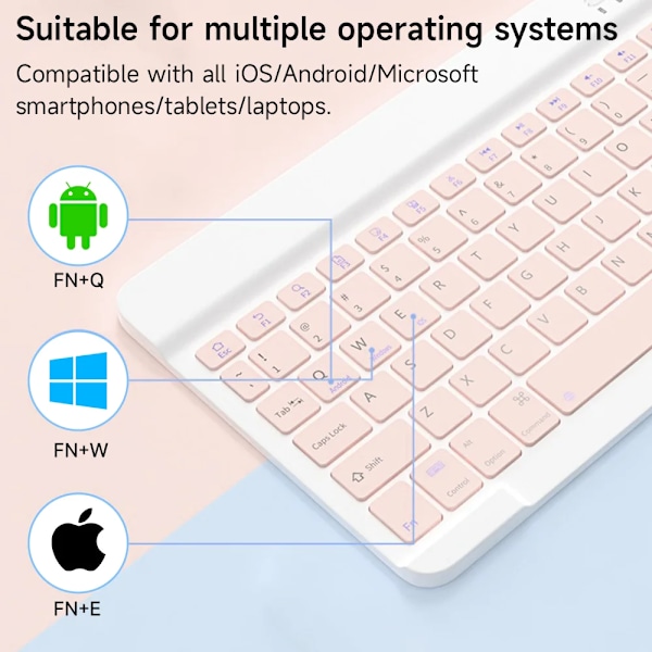 Bluetooth-tangentbord för iOS, Android, Windows, iPad, tangentbord Air Mini Pro, trådlöst tangentbord och mus för Xiaomi, Apple, Huawei, flik white