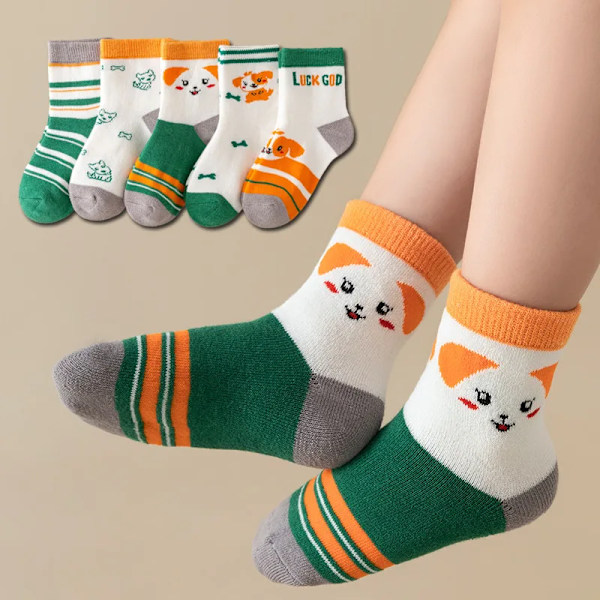 5Pairs Baby Socks Nyfödda Baby Pojke Söt Kort Sock 0-1-3-10Y Kids Bomull Toddler Cartoon Soft Chi Sportstrumpor För Flickor F27008 3-5years