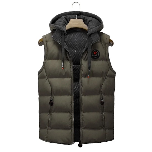 Kvalitetsvest til mænd - Varm vintervest med hætte - Casual vest til mænd - Ærmeløs jakke - Streetwear jakker - Parka vest - Mænds overtøj Dark blue XXXS