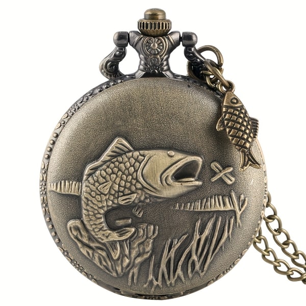 Utomhusfiske Vintage brons halsband watch Bronze