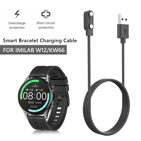 60/100 cm 5V USB magnetisk laddningskabel Smart Watch laddare för IMILAB W12/KW66 100CM