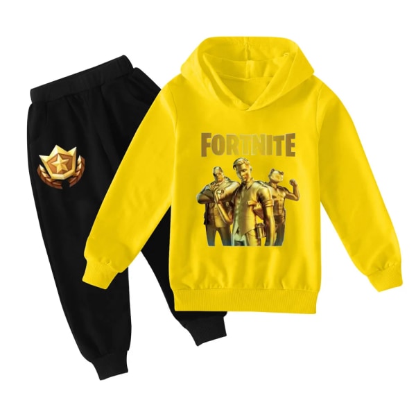 Battle Royale Kläder Kostym Barn Pullover Luvtröja Träningsoverall Spel Anime Pojkar Tjej Kläder Höst Barn Luvtröjor Byxor Kostym Gold 140cm