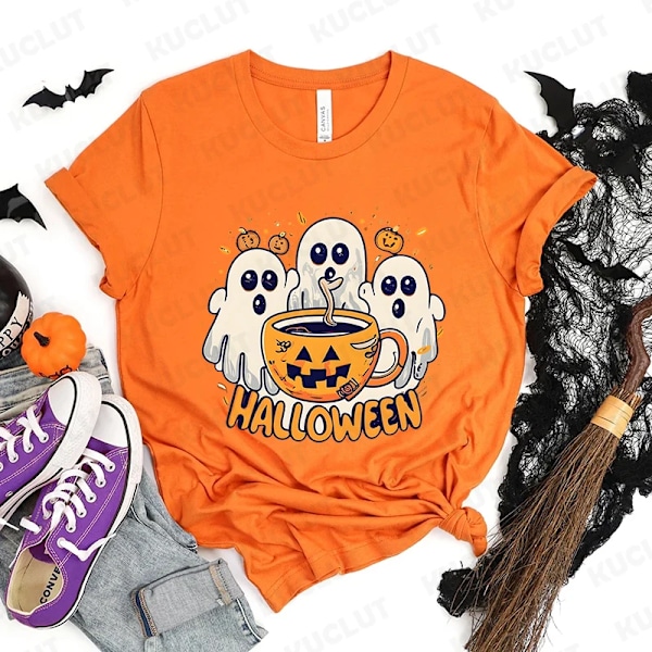 Happy Halloween Fashion Women T-Shirt Sommar Casual Tops Spooky Säsongen T-Shirt Halloween Pumpkins Gh T-Shirts Halloween Gåvar 20240811-D-2 S