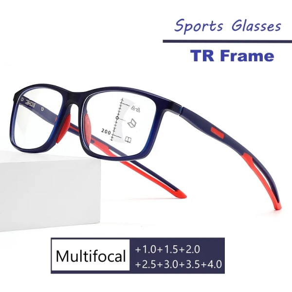 TR90 progressiva multifokala glasögon Ultralätt blått ljusblockerande läsglasögon Män Kvinnor Vintage Near Far Presbyopia Eyewear multi-blackgray