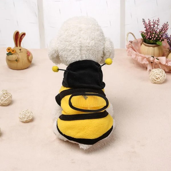 Pet Hund Kläder Kappa Huvtröja Kostym Outfit Valp Bumble Bee Varm Hund Katt Kläder Cosplay Klänning Kappa Husdjur Kläder För Små Hundar yellow 14(30x46cm)