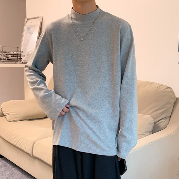 Vår Halv Turtleneck Bottoming Skjorta Mäns Lös Bottomerande Koreansk Varm Hög Halsade Höst Underkläder Mäns Långa- T-Shirt White Turtleneck L