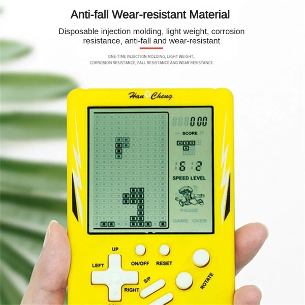 Classics Retro handhållna spelspelare för Tetris Console, stor skärm, nostalgisk fickspelsmaskin för barn, pusselleksaker 8050-yellow