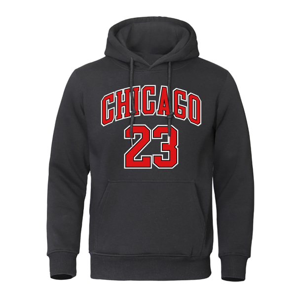 Chicago 23 Jersey Letter Number Mönster Hoodie Herr Mode Hip Hop Pullover Hoody O-Neck Street Sweatshirt Pocket Fleece Hoody Black2 L