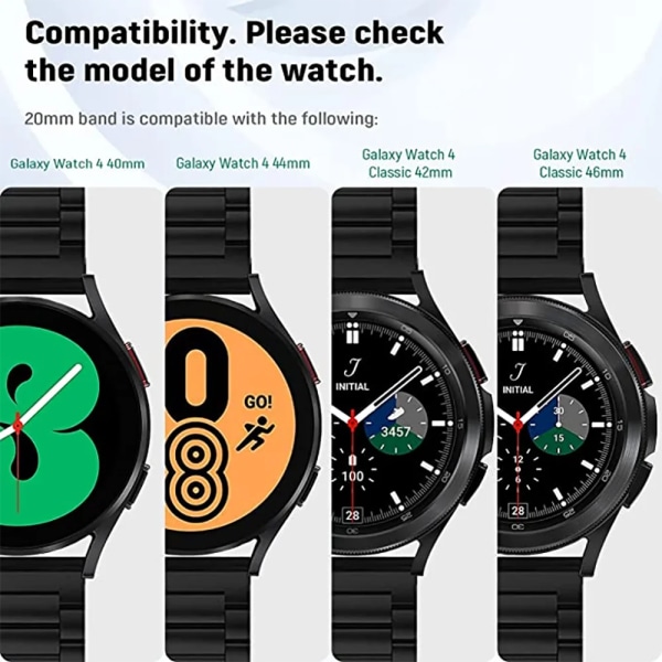 Klockarmband för Samsung Galaxy Watch 3 4 5 Pro 40 44 45 mm band 4Klassiskt 42 mm 46 mm band i rostfritt stål Active2 Amazfit Bip3 GTS4 Silver Galaxy Watch 46mm