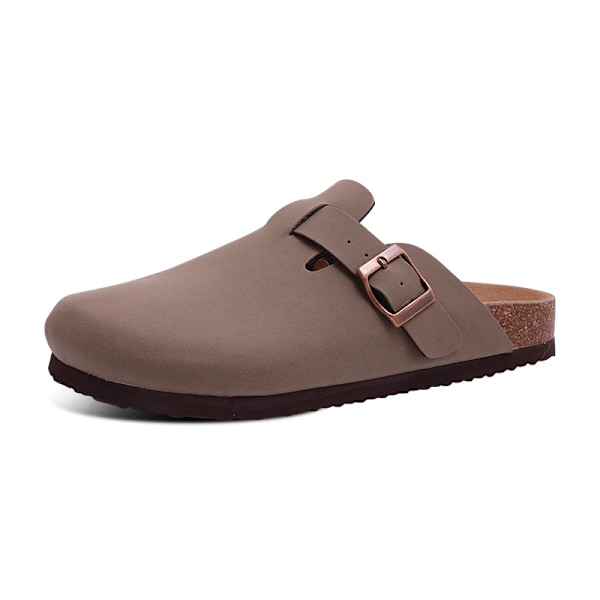 Shevalues Mode Clogs Tompa Kvinnor Suede Clogs-Mules Mjuk Kork Fotbädd Hus Slipper Slip-On Classic Outdoor-On Modesandaler Leather Brown 37(fit 22.5cm)