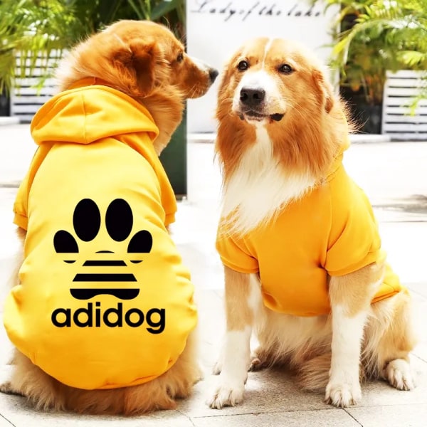 Små hundkläder Fransk Bulldog Samojed Hoodie Vinter Varm tröja Bekväma kläder för stora hundar Yellow 5XL(14-18KG)