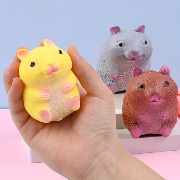 1 st kreativa söta husdjur dekomprimerande leksak, söt liten hamster ventil dekomprimering Lindra stress Nyp ventil boll Random Color