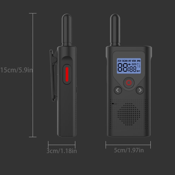 Radtel 18P licensfri walkie-talkie med skärm NOAA FRS långdistans tvåvägsradio för jakt utomhus Black