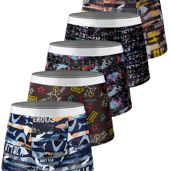 5 Pack Ice Silk Elastiska underkläder för män sommar tunn stil Mixed Colors XL(52)