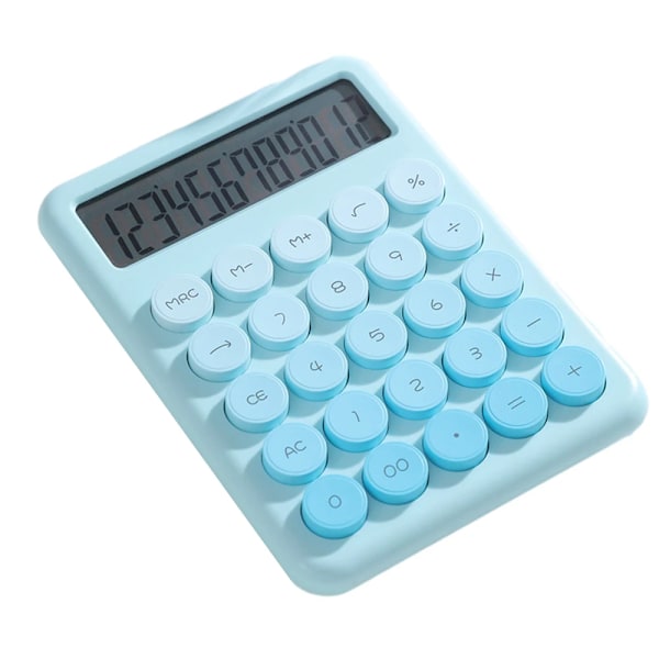 Desktop Calculator 12 Digit Stor Lcd Display Stor Rund Knapp Söt Gradient Färgad Räknemaskin Lämplig För Office Skola Hemma Blue