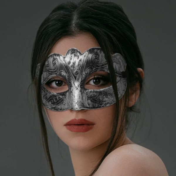 Retro Halloween-naamio Antiikkihopea Kulta Puoli Kasvonaamio Naisille Miehille Karnevaali Puku Masque Ball Pukujuhlat Rekvisiitta Cosplay Cosplaye Style 02 gold